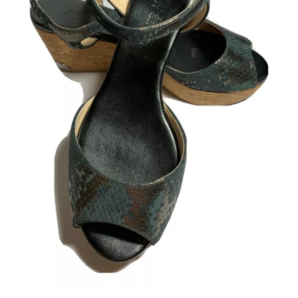 Jimmy Choo Python And Metallic Cork Wedge. - image 1